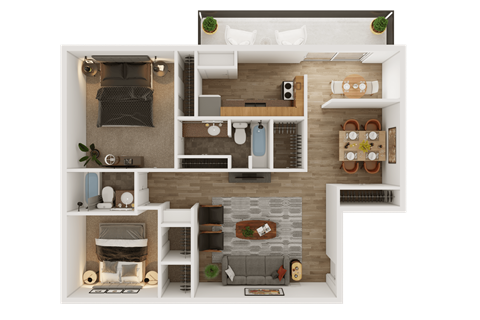 B2 1096sqft 2 bedroom apartment at Carisma, Dallas, 75240